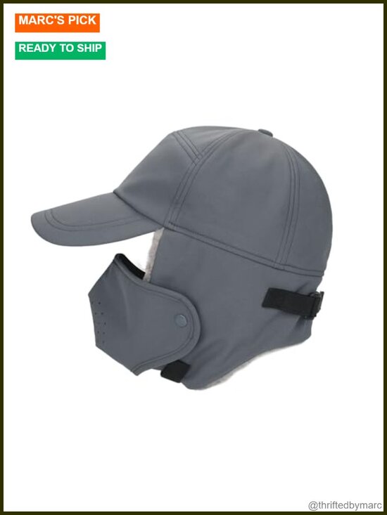 Waterproof Trapper Hat with Ear Flaps and Detachable Face Mask, Nylon, Unisex main image 5